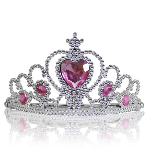 Mädchen Prinzessin Diadem Silber Hell-Rosa