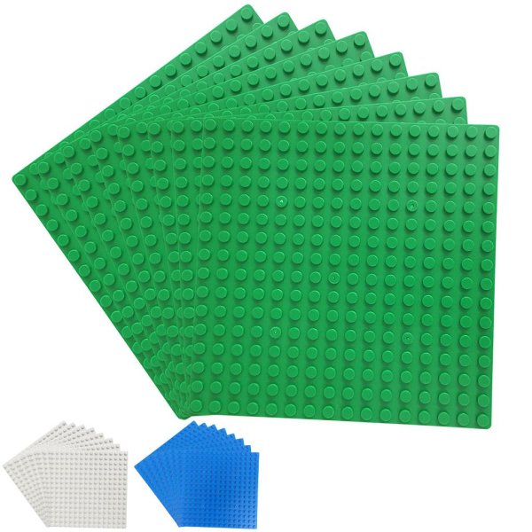 8er Platten Set 13cm x 13cm / 16x16 Pins - Große Grund- Bauplatte für Q-Bricks, MY, Sluban, Lego,