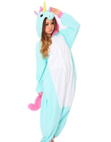 Katara 1744 -  Einhorn türkis rosa M (155-165cm), Jumpsuit, Onesie, Karneval, Overall, Party, Karnevals-Kostüm, Verkleidung zum Fasching, Schlafanzug, Hausanzug, Jogginganzug, Cosplay, Tierkostüm für Erwachsene, Jumpsuit, Onesie, Karneval, Overall, Party,