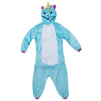Katara 1744 -  Einhorn türkis rosa M (155-165cm), Jumpsuit, Onesie, Karneval, Overall, Party, Karnevals-Kostüm, Verkleidung zum Fasching, Schlafanzug, Hausanzug, Jogginganzug, Cosplay, Tierkostüm für Erwachsene, Jumpsuit, Onesie, Karneval, Overall, Party,
