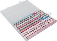 10 verschieden-farbige bunte Kugelschreiber in einer Box