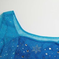 Damen Kostüm Prinzessin Elsa Kleid Erwachsene ‘Frozen Die Eiskönigin’ - Dehnbares Partykleid aus Glitzerstoff, Rücken-Ausschnitt - blau, S