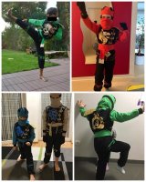 Katara 1771 - Ninja Kostüm Anzug für Jungen, Kinder, Verkleidung Fasching Karneval, Größe S, Grün Schwarz