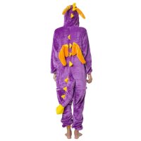 Katara 1744 -  Dinosaurier lila-gelb XL (175-185cm), Jumpsuit, Onesie, Karneval, Overall, Party, Karnevals-Kostüm, Verkleidung zum Fasching, Schlafanzug, Hausanzug, Jogginganzug, Cosplay, Tierkostüm für Erwachsene