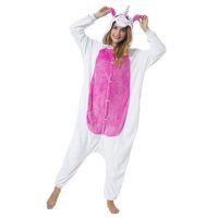 Katara 1744 -  Einhorn weiß/pink M (155-165cm), Jumpsuit, Onesie, Karneval, Overall, Party, Karnevals-Kostüm, Verkleidung zum Fasching, Schlafanzug, Hausanzug, Jogginganzug, Cosplay, Tierkostüm für Erwachsene