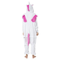 Katara 1744 -  Einhorn weiß/pink L (165-175cm), Jumpsuit, Onesie, Karneval, Overall, Party, Karnevals-Kostüm, Verkleidung zum Fasching, Schlafanzug, Hausanzug, Jogginganzug, Cosplay, Tierkostüm für Erwachsene