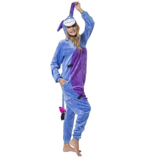 Katara 1744 -  Esel I-Aah blau/lila M (155-165cm), Jumpsuit, Onesie, Karneval, Overall, Party, Karnevals-Kostüm, Verkleidung zum Fasching, Schlafanzug, Hausanzug, Jogginganzug, Cosplay, Tierkostüm für Erwachsene