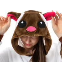 Katara 1744 -  Flughörnchen Weiß/Braun L (165-175cm), Jumpsuit, Onesie, Karneval, Overall, Party, Karnevals-Kostüm, Verkleidung zum Fasching, Schlafanzug, Hausanzug, Jogginganzug, Cosplay, Tierkostüm für Erwachsene