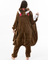 Katara 1744 -  Flughörnchen Weiß/Braun L (165-175cm), Jumpsuit, Onesie, Karneval, Overall, Party, Karnevals-Kostüm, Verkleidung zum Fasching, Schlafanzug, Hausanzug, Jogginganzug, Cosplay, Tierkostüm für Erwachsene