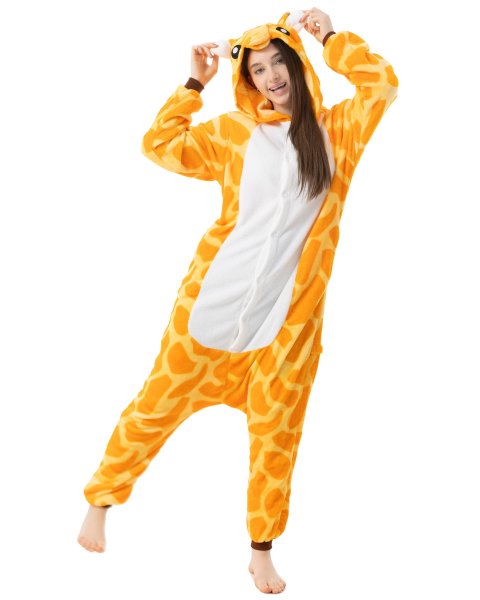 Katara 1744 -  Giraffe orange M (155-165cm), Jumpsuit, Onesie, Karneval, Overall, Party, Karnevals-Kostüm, Verkleidung zum Fasching, Schlafanzug, Hausanzug, Jogginganzug, Cosplay, Tierkostüm für Erwachsene