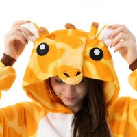 Katara 1744 -  Giraffe orange M (155-165cm), Jumpsuit, Onesie, Karneval, Overall, Party, Karnevals-Kostüm, Verkleidung zum Fasching, Schlafanzug, Hausanzug, Jogginganzug, Cosplay, Tierkostüm für Erwachsene