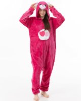 Katara 1744 -  Glücksbärchi Herz "Lieb-mich-Bärchi" Pink S (145-155cm), Jumpsuit, Onesie, Karneval, Overall, Party, Karnevals-Kostüm, Verkleidung zum Fasching, Schlafanzug, Hausanzug, Jogginganzug, Cosplay, Tierkostüm für Erwachsene