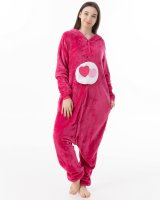 Katara 1744 -  Glücksbärchi Herz "Lieb-mich-Bärchi" Pink S (145-155cm), Jumpsuit, Onesie, Karneval, Overall, Party, Karnevals-Kostüm, Verkleidung zum Fasching, Schlafanzug, Hausanzug, Jogginganzug, Cosplay, Tierkostüm für Erwachsene