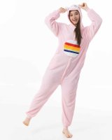 Katara 1744 -  Glücksbärchi Regenbogen "Hurrabärchi" rosa M (155-165cm), Jumpsuit, Onesie, Karneval, Overall, Party, Karnevals-Kostüm, Verkleidung zum Fasching, Schlafanzug, Hausanzug, Jogginganzug, Cosplay, Tierkostüm für Erwachsene