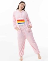 Katara 1744 -  Glücksbärchi Regenbogen "Hurrabärchi" rosa M (155-165cm), Jumpsuit, Onesie, Karneval, Overall, Party, Karnevals-Kostüm, Verkleidung zum Fasching, Schlafanzug, Hausanzug, Jogginganzug, Cosplay, Tierkostüm für Erwachsene