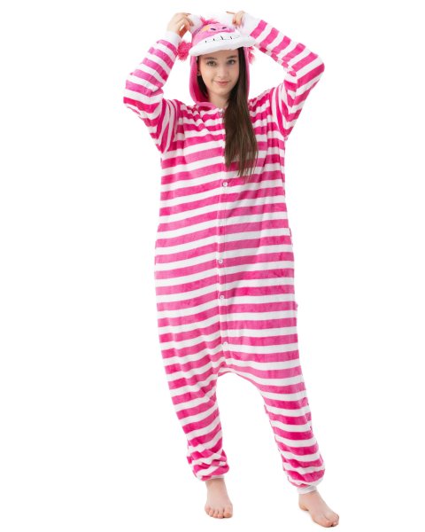 Katara 1744 -  Grinsekatze pink S (145-155cm), Jumpsuit, Onesie, Karneval, Overall, Party, Karnevals-Kostüm, Verkleidung zum Fasching, Schlafanzug, Hausanzug, Jogginganzug, Cosplay, Tierkostüm für Erwachsene