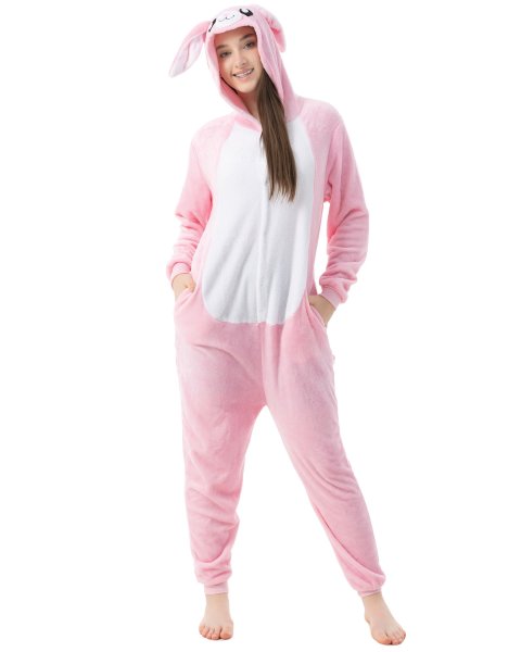 Katara 1744 -  Hase rosa L (165-175cm), Jumpsuit, Onesie, Karneval, Overall, Party, Karnevals-Kostüm, Verkleidung zum Fasching, Schlafanzug, Hausanzug, Jogginganzug, Cosplay, Tierkostüm für Erwachsene