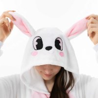 Katara 1744 -  Hase rosa-weiß L (165-175cm), Jumpsuit, Onesie, Karneval, Overall, Party, Karnevals-Kostüm, Verkleidung zum Fasching, Schlafanzug, Hausanzug, Jogginganzug, Cosplay, Tierkostüm für Erwachsene