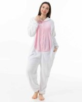 Katara 1744 -  Hase rosa-weiß L (165-175cm), Jumpsuit, Onesie, Karneval, Overall, Party, Karnevals-Kostüm, Verkleidung zum Fasching, Schlafanzug, Hausanzug, Jogginganzug, Cosplay, Tierkostüm für Erwachsene