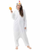 Katara 1744 -  Hühnchen weiß M (155-165cm), Jumpsuit, Onesie, Karneval, Overall, Party, Karnevals-Kostüm, Verkleidung zum Fasching, Schlafanzug, Hausanzug, Jogginganzug, Cosplay, Tierkostüm für Erwachsene