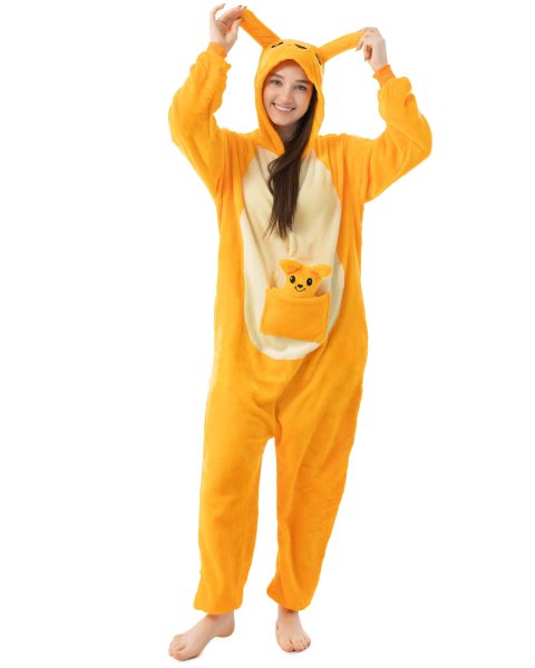 Katara 1744 -  Kangaroo Orange S (145-155cm), Jumpsuit, Onesie, Karneval, Overall, Party, Karnevals-Kostüm, Verkleidung zum Fasching, Schlafanzug, Hausanzug, Jogginganzug, Cosplay, Tierkostüm für Erwachsene