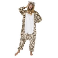 Katara 1744 -  Leopard braun/beige S (145-155cm), Jumpsuit, Onesie, Karneval, Overall, Party, Karnevals-Kostüm, Verkleidung zum Fasching, Schlafanzug, Hausanzug, Jogginganzug, Cosplay, Tierkostüm für Erwachsene