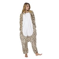 Katara 1744 -  Leopard braun/beige S (145-155cm), Jumpsuit, Onesie, Karneval, Overall, Party, Karnevals-Kostüm, Verkleidung zum Fasching, Schlafanzug, Hausanzug, Jogginganzug, Cosplay, Tierkostüm für Erwachsene