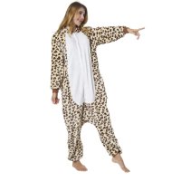 Katara 1744 -  Leopard braun/beige S (145-155cm), Jumpsuit, Onesie, Karneval, Overall, Party, Karnevals-Kostüm, Verkleidung zum Fasching, Schlafanzug, Hausanzug, Jogginganzug, Cosplay, Tierkostüm für Erwachsene