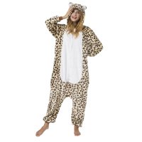 Katara 1744 -  Leopard braun/beige L (165-175cm), Jumpsuit, Onesie, Karneval, Overall, Party, Karnevals-Kostüm, Verkleidung zum Fasching, Schlafanzug, Hausanzug, Jogginganzug, Cosplay, Tierkostüm für Erwachsene