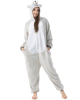 Katara 1744 -  Maus Grau L (165-175cm), Jumpsuit, Onesie, Karneval, Overall, Party, Karnevals-Kostüm, Verkleidung zum Fasching, Schlafanzug, Hausanzug, Jogginganzug, Cosplay, Tierkostüm für Erwachsene