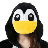 Katara 1744 -  Pinguin schwarz/weiß M (155-165cm), Jumpsuit, Onesie, Karneval, Overall, Party, Karnevals-Kostüm, Verkleidung zum Fasching, Schlafanzug, Hausanzug, Jogginganzug, Cosplay, Tierkostüm für Erwachsene