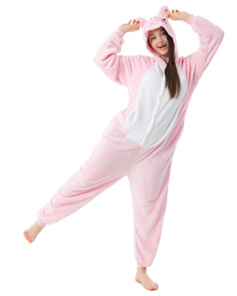 Katara 1744 -  Schweinchen rosa S (145-155cm), Jumpsuit, Onesie, Karneval, Overall, Party, Karnevals-Kostüm, Verkleidung zum Fasching, Schlafanzug, Hausanzug, Jogginganzug, Cosplay, Tierkostüm für Erwachsene