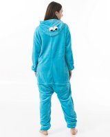 Katara 1744 -  Krümelmonster hellblau M (155-165cm), Jumpsuit, Onesie, Karneval, Overall, Party, Karnevals-Kostüm, Verkleidung zum Fasching, Schlafanzug, Hausanzug, Jogginganzug, Cosplay, Tierkostüm für Erwachsene