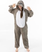 Katara 1744 -  Seerobbe Grau S (145-155cm), Jumpsuit, Onesie, Karneval, Overall, Party, Karnevals-Kostüm, Verkleidung zum Fasching, Schlafanzug, Hausanzug, Jogginganzug, Cosplay, Tierkostüm für Erwachsene