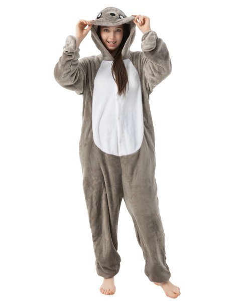 Katara 1744 -  Seerobbe Grau M (155-165cm), Jumpsuit, Onesie, Karneval, Overall, Party, Karnevals-Kostüm, Verkleidung zum Fasching, Schlafanzug, Hausanzug, Jogginganzug, Cosplay, Tierkostüm für Erwachsene