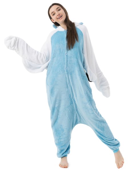 Katara 1744 -  Wellensittich / Papagei blau-weiß L (165-175cm), Jumpsuit, Onesie, Karneval, Overall, Party, Karnevals-Kostüm, Verkleidung zum Fasching, Schlafanzug, Hausanzug, Jogginganzug, Cosplay, Tierkostüm für Erwachsene