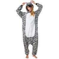 Katara 1744 -  Zebra schwarz/weiß S (145-155cm), Jumpsuit, Onesie, Karneval, Overall, Party, Karnevals-Kostüm, Verkleidung zum Fasching, Schlafanzug, Hausanzug, Jogginganzug, Cosplay, Tierkostüm für Erwachsene