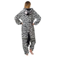 Katara 1744 -  Zebra schwarz/weiß S (145-155cm), Jumpsuit, Onesie, Karneval, Overall, Party, Karnevals-Kostüm, Verkleidung zum Fasching, Schlafanzug, Hausanzug, Jogginganzug, Cosplay, Tierkostüm für Erwachsene