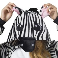 Katara 1744 -  Zebra schwarz/weiß S (145-155cm), Jumpsuit, Onesie, Karneval, Overall, Party, Karnevals-Kostüm, Verkleidung zum Fasching, Schlafanzug, Hausanzug, Jogginganzug, Cosplay, Tierkostüm für Erwachsene