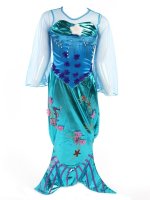 Katara 1777 - Meerjungfrauen Mermaid Mädchen Kostüm Verkleidung, Fasching Karneval Party, Größe 104/110 (Etikett 110), Blau Türkis