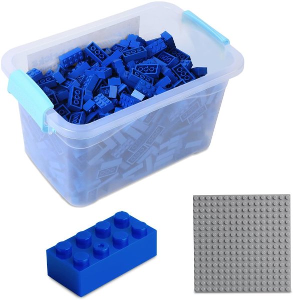 Bausteine - 520 Stück, 100% Kompatibel Sluban, Papimax, Q-Bricks, LEGO® und mehr - Inklusive Box und Grundplatte, Blau