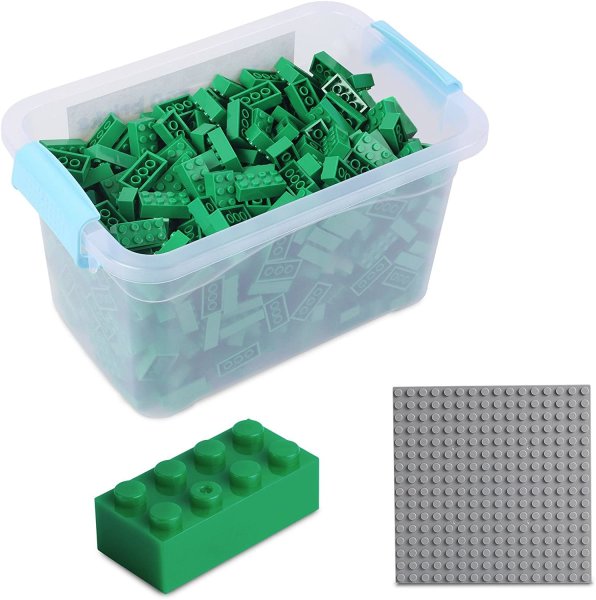 Bausteine - 520 Stück, 100% Kompatibel Sluban, Papimax, Q-Bricks, LEGO® und mehr - Inklusive Box und Grundplatte, Grün