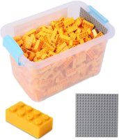 Bausteine - 520 Stück, 100% Kompatibel Sluban, Papimax, Q-Bricks, LEGO® und mehr - Inklusive Box und Grundplatte, Gelb (alte EAN 4260505215804)