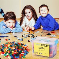 Bausteine - 520 Stück, 100% Kompatibel Sluban, Papimax, Q-Bricks, LEGO® und mehr - Inklusive Box und Grundplatte, Gelb (alte EAN 4260505215804)