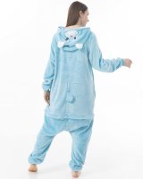 Katara 1744 -  Glücksbärchi Blau "Schlummerbärchi" S (145-155cm), Jumpsuit, Onesie, Karneval, Overall, Party, Karnevals-Kostüm, Verkleidung zum Fasching, Schlafanzug, Hausanzug, Jogginganzug, Cosplay, Tierkostüm für Erwachsene