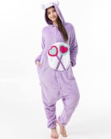Katara 1744 -  Glücksbärchi Lila "Teile-gern-Bärchi" S (145-155cm), Jumpsuit, Onesie, Karneval, Overall, Party, Karnevals-Kostüm, Verkleidung zum Fasching, Schlafanzug, Hausanzug, Jogginganzug, Cosplay, Tierkostüm für Erwachsene