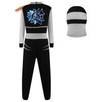 Katara 1771 - Ninja Kostüm Anzug für Jungen, Kinder, Verkleidung Fasching Karneval, Größe L, Weiß Schwarz