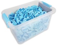 Bausteine - 520 Stück, 100% Kompatibel Sluban, Papimax, Q-Bricks, LEGO® und mehr - Inklusive Box und Grundplatte, Hell-Blau (alte EAN: 4260505217471)