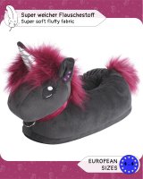 Corimori Süße Plüsch Hausschuhe (10+ Designs) Einhorn „Ruby“ Slipper Einheitsgr. 25-33,5 Unisex Pantoffeln Schwarz Pink