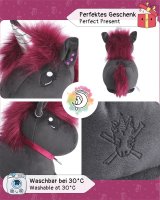 Corimori Süße Plüsch Hausschuhe (10+ Designs) Einhorn „Ruby“ Slipper Einheitsgr. 25-33,5 Unisex Pantoffeln Schwarz Pink